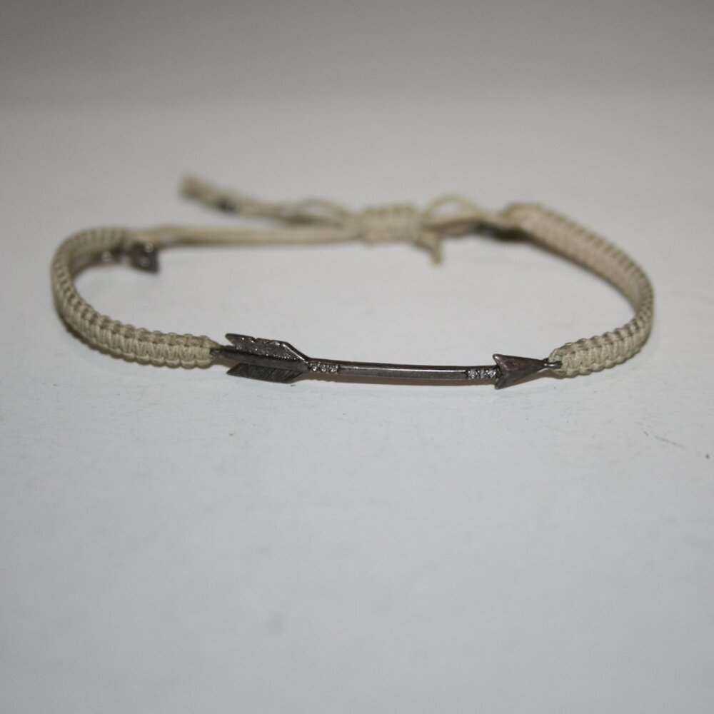 Beautiful tan cord and silver arrow bracelet adjustable